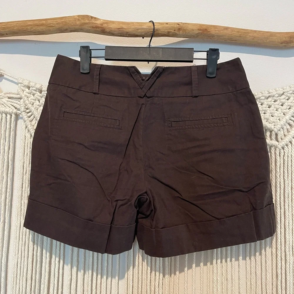 Old Money Willi Smith Chocolate Brown Mid/High Waist Linen Shorts Sz 6